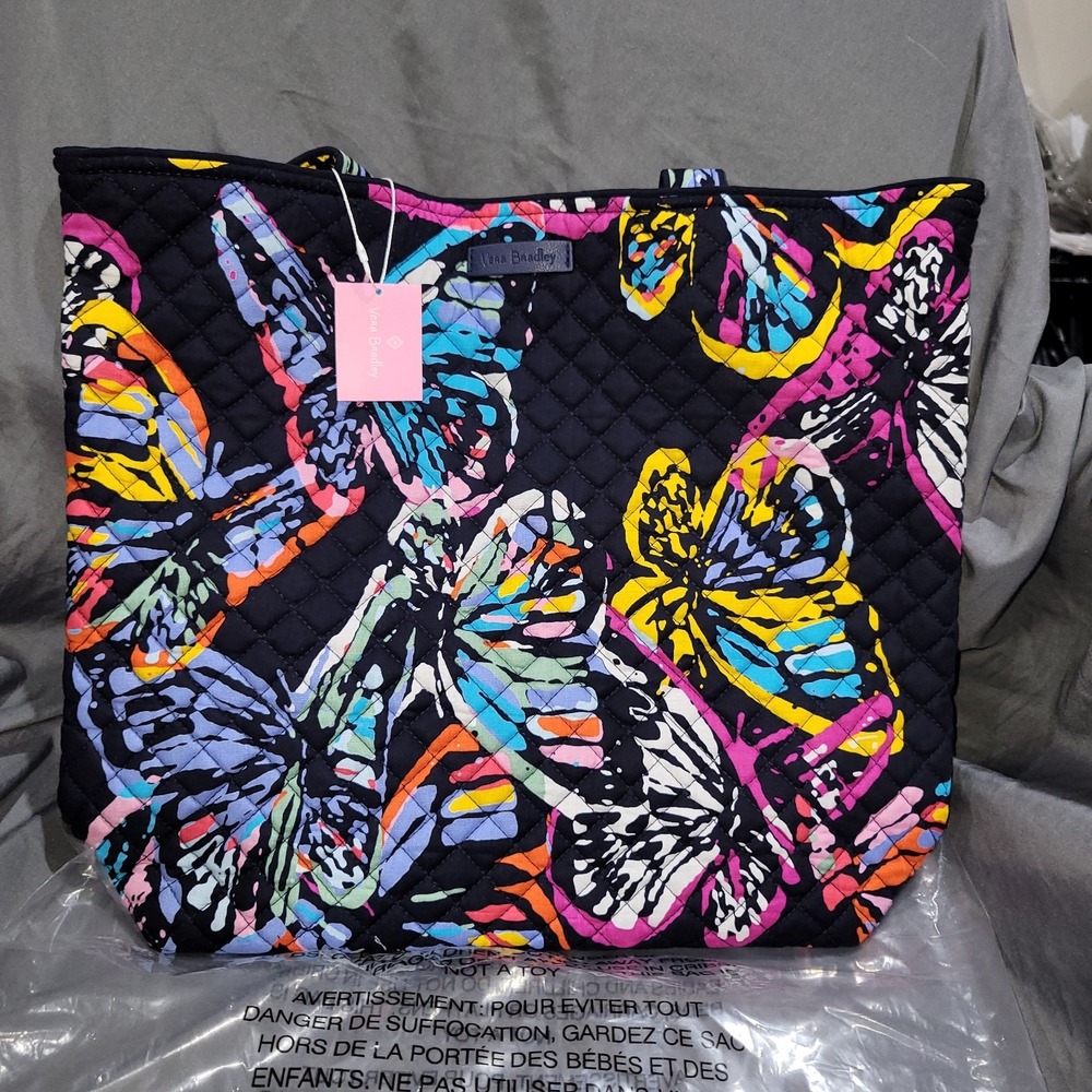 Vera Bradley Butterfly Colorful Quilted Tote Bag Snap Closure Flutter NWT